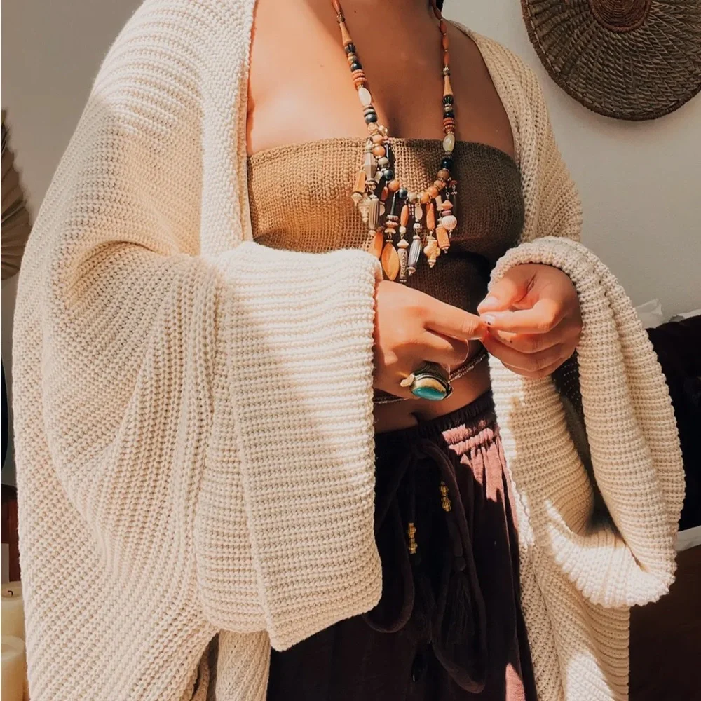 Like New Gardenbelle 100% Organic unbleached cotton oversized Cardigan USA made - Picture 7 of 16